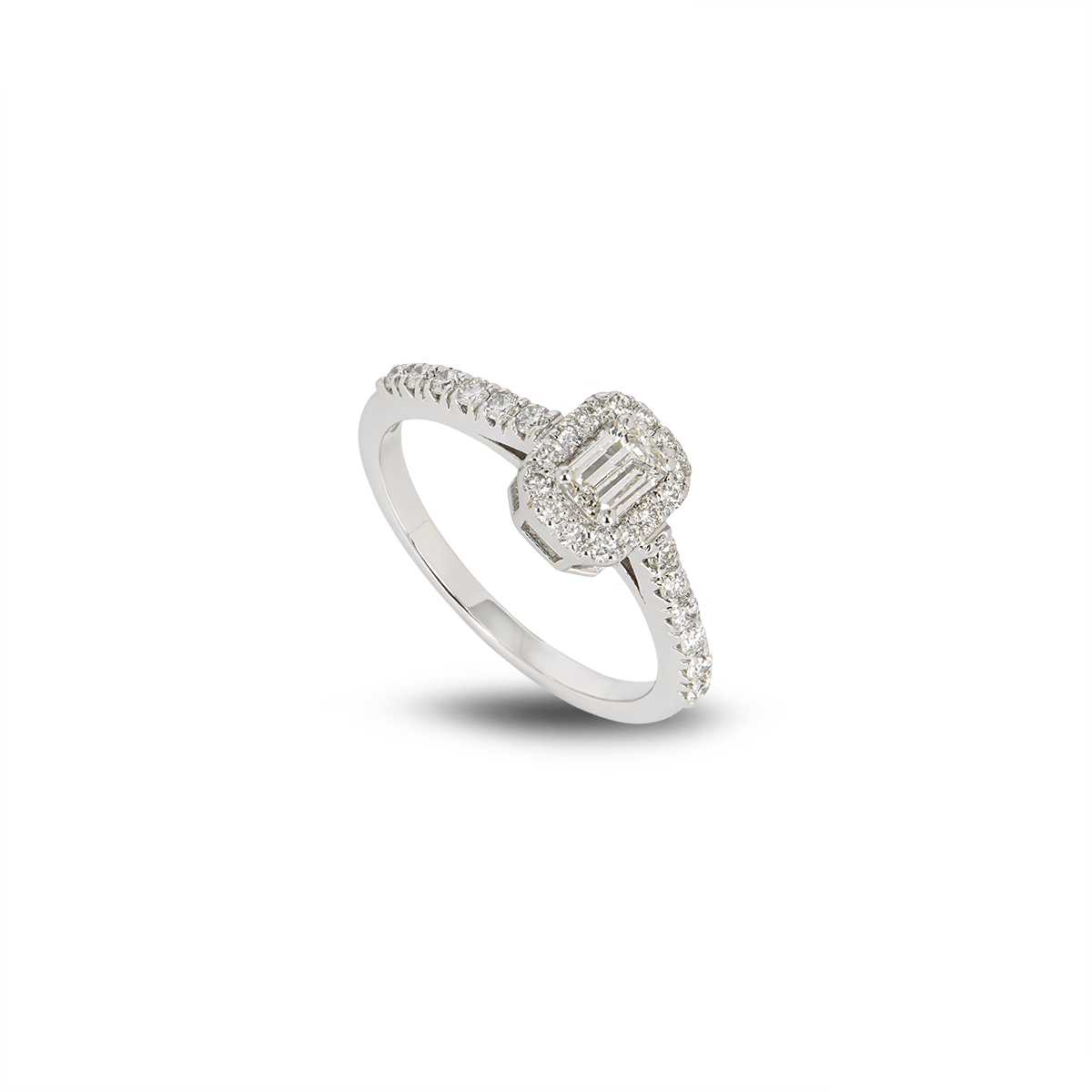 White Gold Emerald Cut Diamond Ring 0.30ct H/VS1